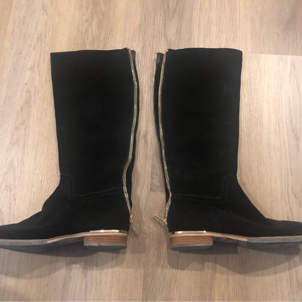 Black Suede Knee-High Women's Boots